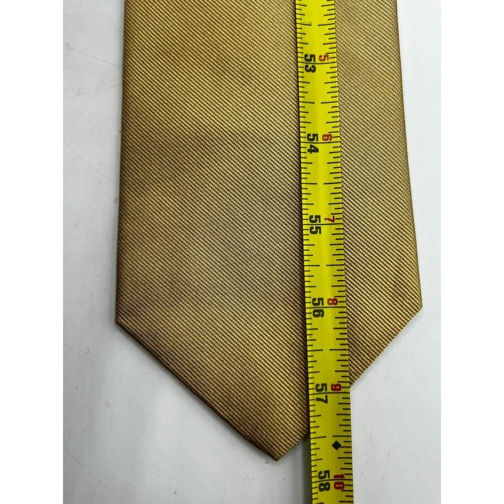 Brothers Makers Pure Silk Woven Gold Men's Necktie Hand Made‎ USA L: 58